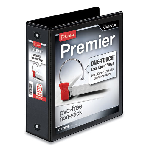 Premier Easy Open Clearvue Locking Round Ring Binder, 3 Rings, 3" Capacity, 11 X 8.5, Black