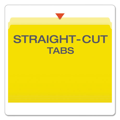 Colored File Folders, Straight Tabs, Letter Size, Yellow/light Yellow, 100/box