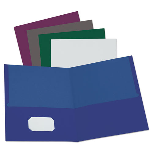 Linen Finish Twin Pocket Folders, 100-sheet Capacity, 11 X 8.5, Navy, 25/box