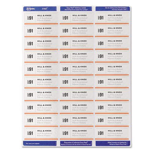 Easy Peel White Address Labels W/ Sure Feed Technology, Inkjet Printers, 0.5 X 1.75, White, 80/sheet, 25 Sheets/pack