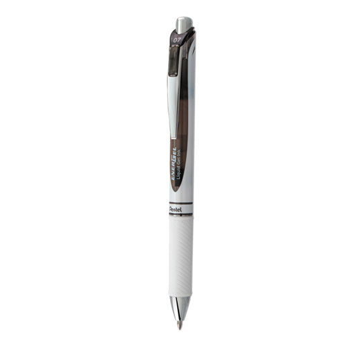 Energel Rtx Gel Pen, Retractable, Medium 0.7 Mm, Black Ink, White/black Barrel