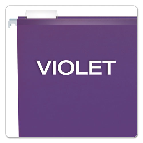 Colored Reinforced Hanging Folders, Letter Size, 1/5-cut Tabs, Violet, 25/box