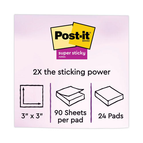 Pads In Energy Boost Collection Colors, 3" X 3", 90 Sheets/pad, 24 Pads/pack