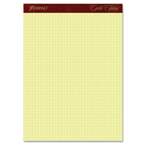 Gold Fibre Canary Quadrille Pads, Stapled With Perforated Sheets, Quadrille Rule (4 Sq/in), 50 Canary 8.5 X 11.75 Sheets