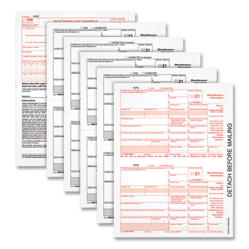 Five-part 1099-misc Tax Forms, Five-part Carbonless, 8.5 X 5.5, 2 Forms/sheet, 50 Forms Total