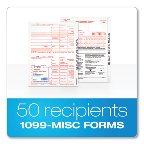 Five-part 1099-misc Tax Forms, Five-part Carbonless, 8.5 X 5.5, 2 Forms/sheet, 50 Forms Total