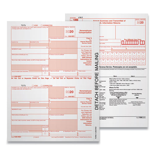 Five-part 1099-misc Tax Forms, Five-part Carbonless, 8.5 X 5.5, 2 Forms/sheet, 50 Forms Total