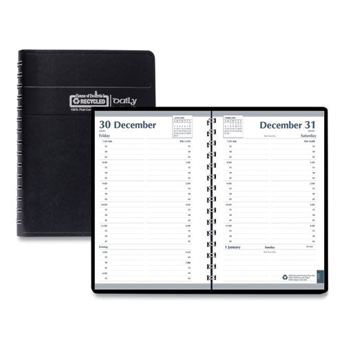 Memo Size Daily Appointment Book With 15-minute Schedule, 8 X 5, Black Cover, 12-month (jan To Dec): 2023