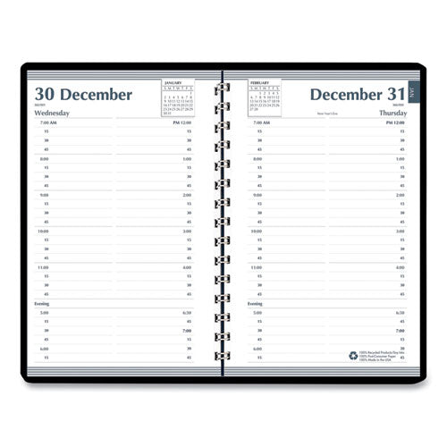 Memo Size Daily Appointment Book With 15-minute Schedule, 8 X 5, Black Cover, 12-month (jan To Dec): 2023