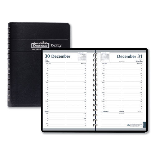 Memo Size Daily Appointment Book With 15-minute Schedule, 8 X 5, Black Cover, 12-month (jan To Dec): 2023