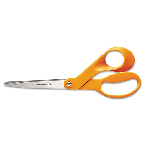 Home And Office Scissors, Pointed Tip, 5" Long, 1.88" Cut Length, Orange Straight Handle