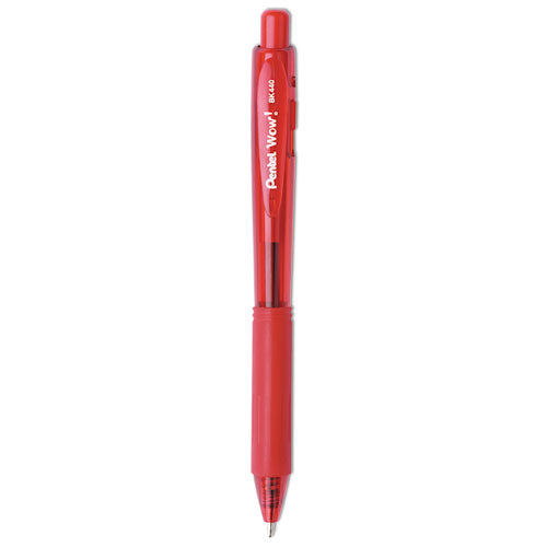 Wow! Ballpoint Pen, Retractable, Medium 1 Mm, Red Ink, Red Barrel, Dozen