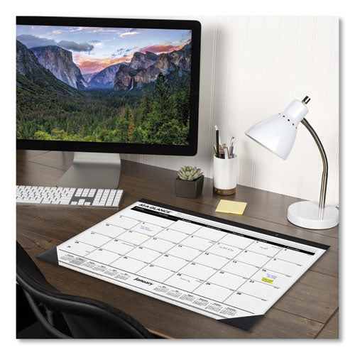 Ruled Desk Pad, 22 X 17, White Sheets, Black Binding, Black Corners, 12-month (jan To Dec): 2023