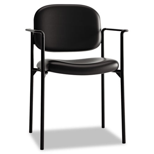Vl616 Stacking Guest Chair With Arms, Fabric Upholstery, 23.25" X 21" X 32.75", Black Seat, Black Back, Black Base