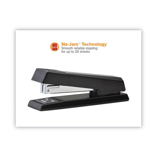 No-jam Premium Stapler, 20-sheet Capacity, Black