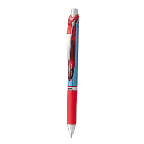 Energel Rtx Gel Pen, Retractable, Medium 0.7 Mm Needle Tip, Red Ink, Red/gray Barrel