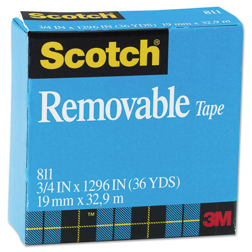 Removable Tape, 1" Core, 0.75" X 36 Yds, Transparent, 2/pack