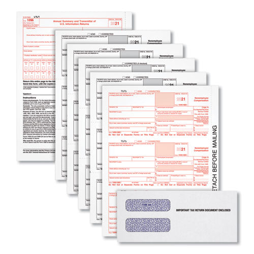 Five-part 1099-nec Online Tax Kit, Fiscal Year: 2022, Five-part Carbonless, 8.5 X 3.5, 3 Forms/sheet, 24 Forms Total