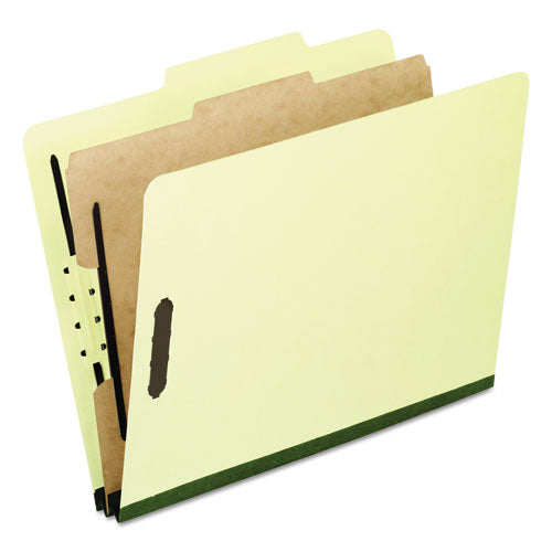 Eight-section Pressboard Classification Folders, 3" Expansion, 3 Dividers, 8 Fasteners, Letter Size, Green Exterior, 10/box