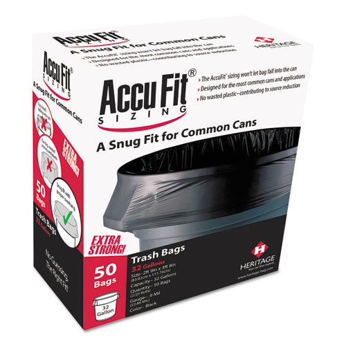 AccuFit Linear Low Density Can Liners With Accufit Sizing 55 Gal 1.3 Mil 40"x53" Black 50/box