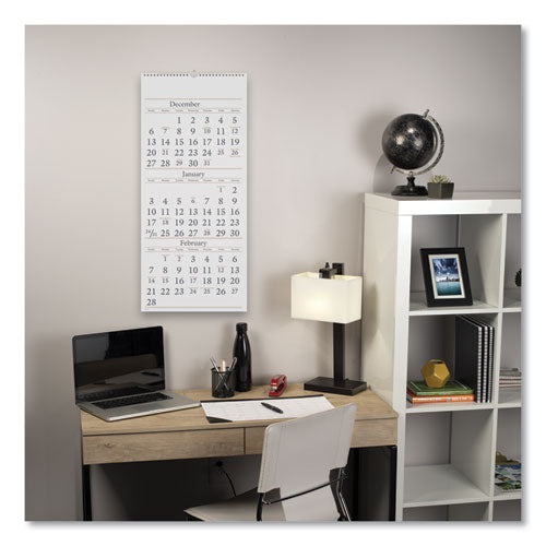 Three-month Reference Wall Calendar, 12 X 27, White Sheets, 15-month (dec To Feb): 2022 To 2024