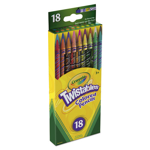 Cra-Z-Art Twist Up Colored Pencils, 24 Assorted Lead Colors, Clear Barrel, 24/Set