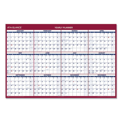 Erasable Vertical/horizontal Wall Planner, 32 X 48, White/blue/red Sheets, 12-month (jan To Dec): 2023