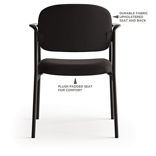 Vl616 Stacking Guest Chair With Arms, Fabric Upholstery, 23.25" X 21" X 32.75", Charcoal Seat, Charcoal Back, Black Base