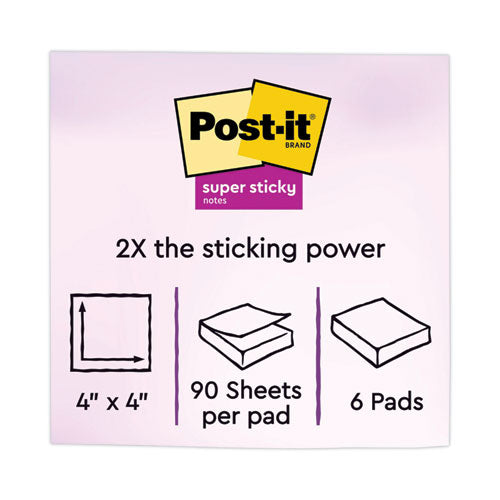 Pads In Energy Boost Collection Colors, Note Ruled, 4" X 4", 90 Sheets/pad, 6 Pads/pack