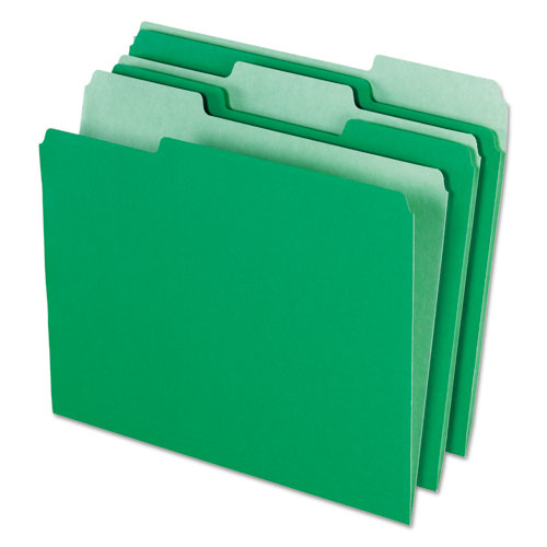 Interior File Folders, 1/3-cut Tabs: Assorted, Letter Size, Bright Green, 100/box