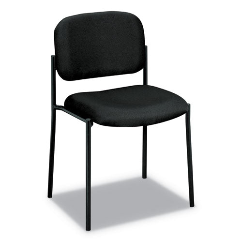 Vl606 Stacking Guest Chair Without Arms, Fabric Upholstery, 21.25" X 21" X 32.75", Black Seat, Black Back, Black Base