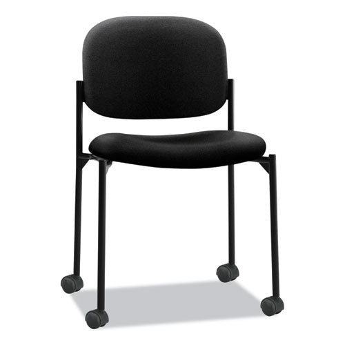 Vl606 Stacking Guest Chair Without Arms, Fabric Upholstery, 21.25" X 21" X 32.75", Black Seat, Black Back, Black Base