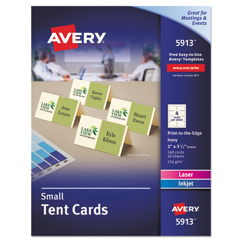 Small Tent Card, Ivory, 2 X 3.5, 4 Cards/sheet, 40 Sheets/pack