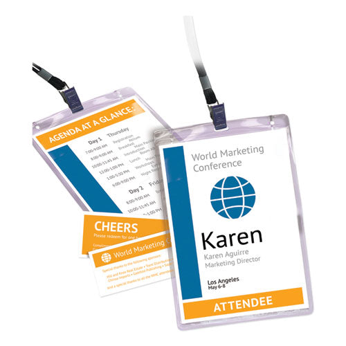 Clip-style Name Badge Holder With Laser/inkjet Insert, Top Load, 4 X 3, White, 40/box