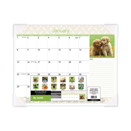 Puppies Monthly Desk Pad Calendar, Puppies Photography, 22 X 17, White Sheets, Clear Corners, 12-month (jan To Dec): 2023