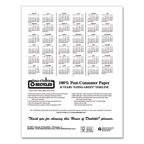 Recycled Professional Weekly Planner, 15-minute Appts, 11 X 8.5, Blue Wirebound Soft Cover, 12-month (jan To Dec): 2023