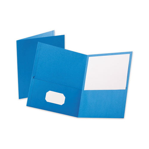 Twin-pocket Folder, Embossed Leather Grain Paper, 0.5" Capacity, 11 X 8.5, Light Blue, 25/box
