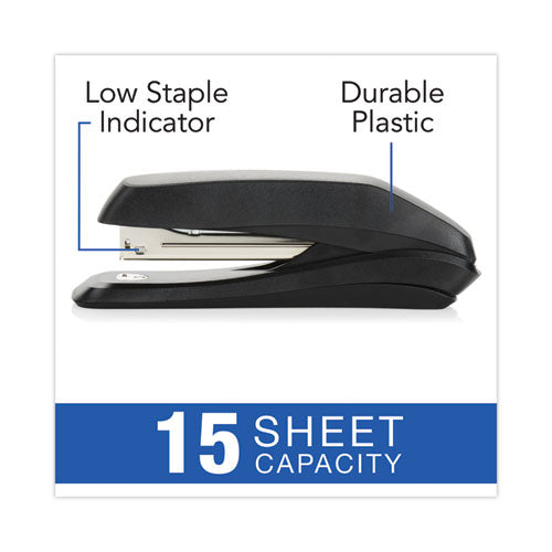 Standard Full Strip Desk Stapler, 15-sheet Capacity, Black