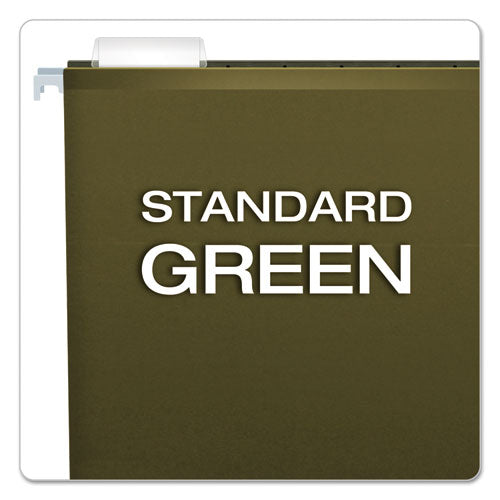 Extra Capacity Reinforced Hanging File Folders With Box Bottom, 1" Capacity, Letter Size, 1/5-cut Tabs, Green, 25/box