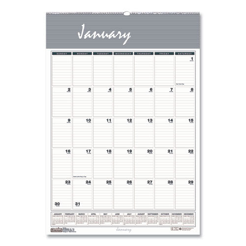 Bar Harbor Recycled Wirebound Monthly Wall Calendar, 15.5 X 22, White/blue/gray Sheets, 12-month (jan-dec): 2023