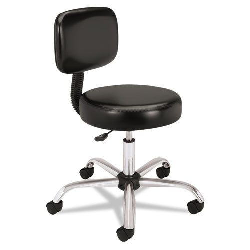 Adjustable Task/lab Stool, Backless, Supports Up To 250 Lb, 17.25" To 22" Seat Height, Black Seat, Steel Base