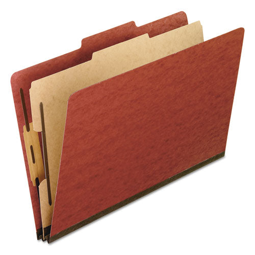 Six-section Pressboard Classification Folders, 2" Expansion, 2 Dividers, 6 Fasteners, Letter Size, Green Exterior, 10/box