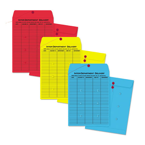 Colored Paper String And Button Interoffice Envelope, #97, One-sided Five-column Format, 10 X 13, Yellow, 100/box