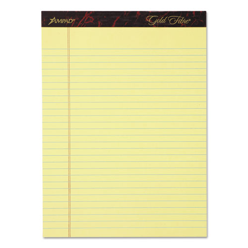 Gold Fibre Writing Pads, Narrow Rule, 50 Canary-yellow 5 X 8 Sheets, 4/pack