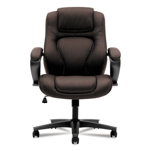 Hvl402 Series Executive High-back Chair, Supports Up To 250 Lb, 17" To 21" Seat Height, Brown Seat/back, Black Base