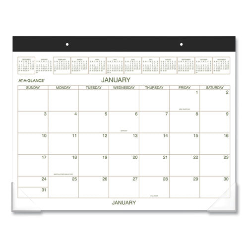 Two-color Desk Pad, 22 X 17, White Sheets, Black Binding, Clear Corners, 12-month (jan To Dec): 2023