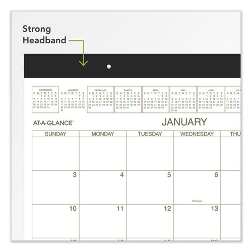 Two-color Desk Pad, 22 X 17, White Sheets, Black Binding, Clear Corners, 12-month (jan To Dec): 2023