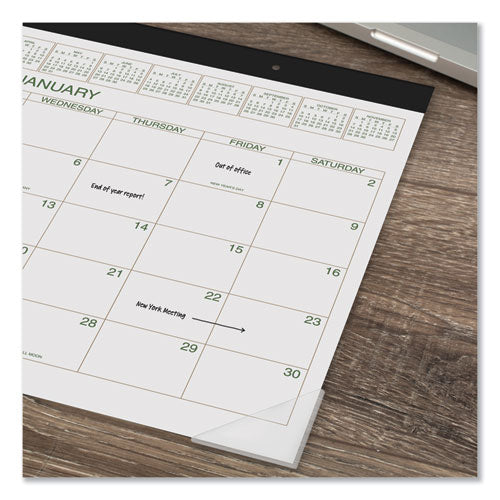 Two-color Desk Pad, 22 X 17, White Sheets, Black Binding, Clear Corners, 12-month (jan To Dec): 2023