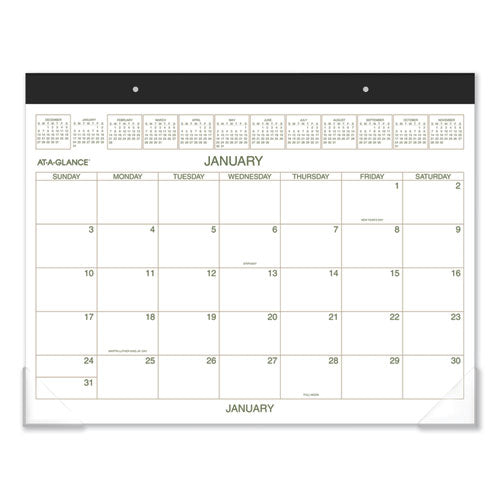 Two-color Desk Pad, 22 X 17, White Sheets, Black Binding, Clear Corners, 12-month (jan To Dec): 2023