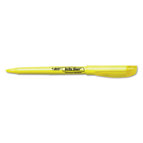 Brite Liner Highlighter, Fluorescent Yellow Ink, Chisel Tip, Yellow/black Barrel, Dozen